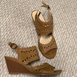 XOXO Laser Cut Wedge Sandal